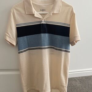 Goodfellow Men's Polo Shirt - Cream and Navy